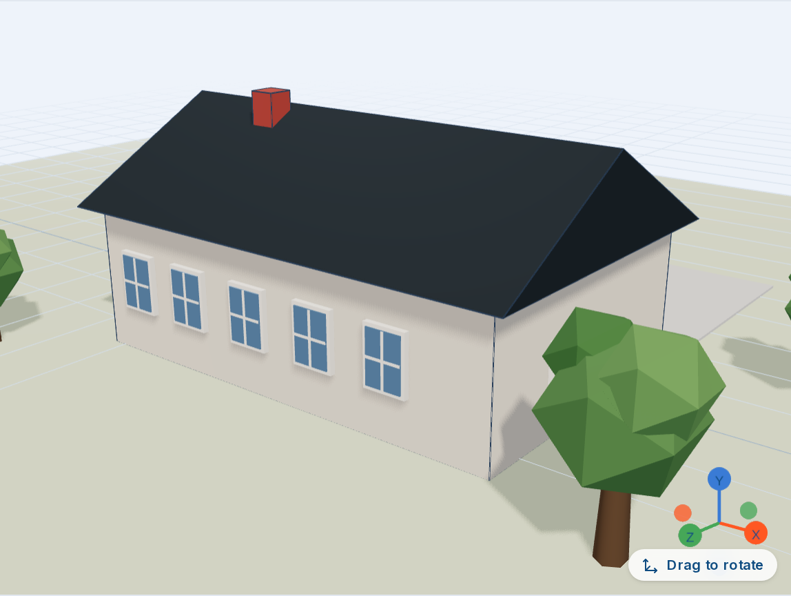 Live 3D massing model derived from the plan